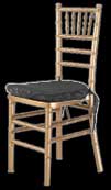 gold chiavari chair rental with black chivary chair pad